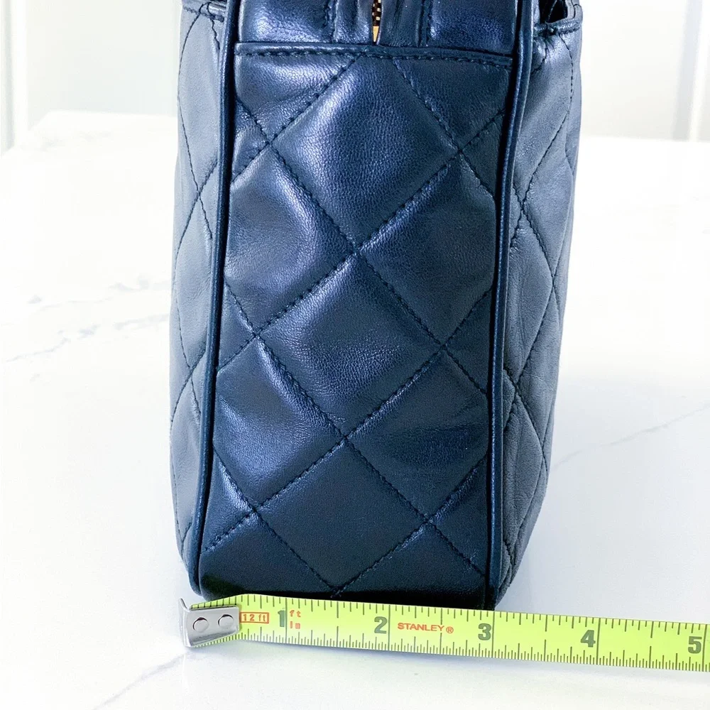 CHANEL Black Leather Gold Chain Small Top Handle Satchel Bag
